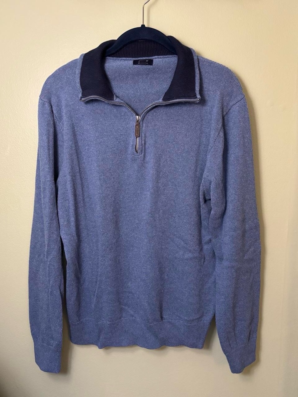 J.Crew Factory 100% Cotton Quarter-Zip Sweater - Heathered Blue (Large)